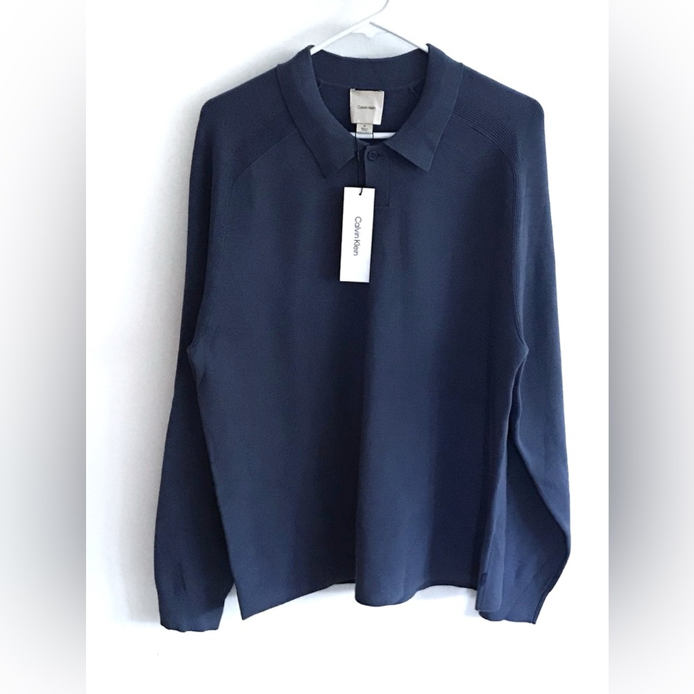 Calvin Klein Tech Knit Sweater Polo Shirt Med NWT